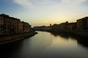 The Arno in Pisa in the dusk