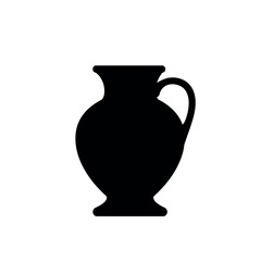 Black Silhouette of a Classic Pitcher or Vase on White Background.