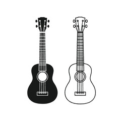 Obraz premium two ukuleles icon black and outline graphic