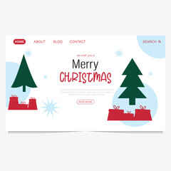Merry Christmas Landing Page Template Vector Design.