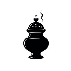 Incense Burner Silhouette with Rising Smoke.