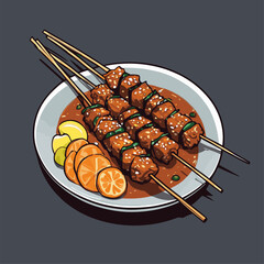 delicious satay cartoon vector image