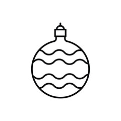A black and white line drawing of a Christmas ornament with three wavy lines