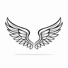 Fototapeta premium Symmetrical vector illustration of angel or bird wings against a white background