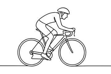 Naklejka premium Cyclist in motion on road bike outline