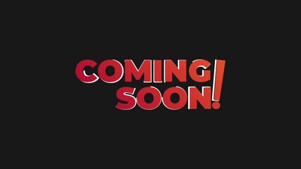 Coming soon announcement with dark background, ideal for website banners, social media posts to tease new products or events.