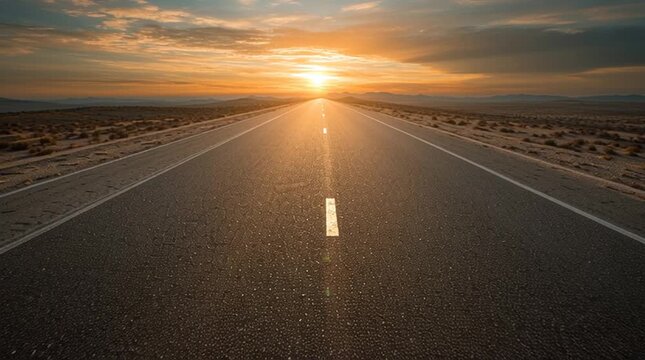 On the way to 2026 with a car-free road with the text 2025 to represent the future and success of the new year 2025. Banner. Copy space for text.