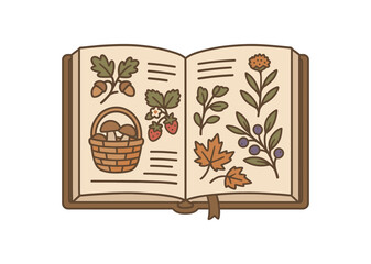 forager journal documenting seasonal harvests and plant discoveries flat vector illustration style isolated on white background