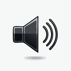 Vector illustration of a black speaker icon with sound waves on white