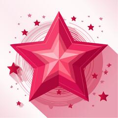 Vector illustration of a large red star with smaller star elements