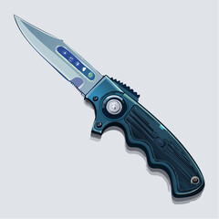 Vector illustration of a modern tactical pocket knife against a neutral backdrop