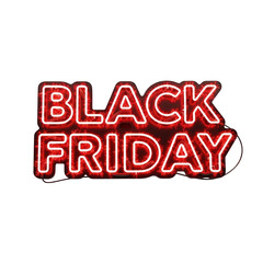 Red neon black friday sign on transparent background
