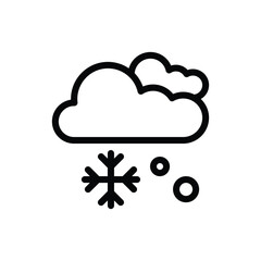 A weather icon featuring a cloud two snowflakes and two dots