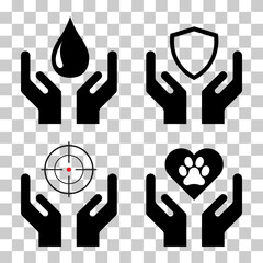 Set of Hope icon, human hand with empty symbol, help graphic design, vector illustration .