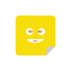 Yellow sticky note with smiling face on white background