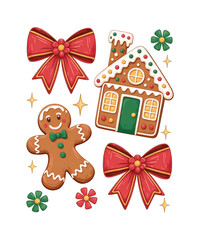 Fototapeta premium Gingerbread Coquette Christmas PNG