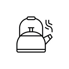 Black outline illustration of a tea kettle steam rising