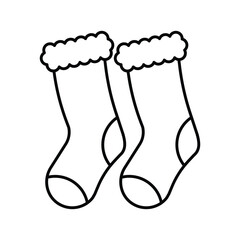 Two cartoon Christmas stockings each with a fluffy scalloped edge