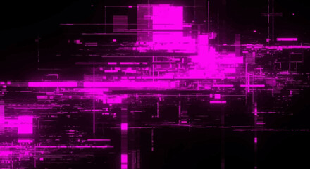 Vibrant digital circuit board patterns with glowing pink neon lines on black, showcasing futuristic technology and data flow.
