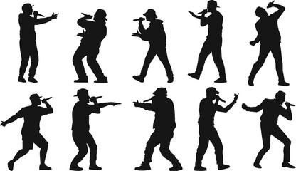vector silhouettes of man singer