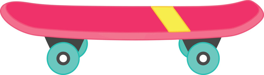 Vibrant pink skateboard with yellow stripe © Marufin Art