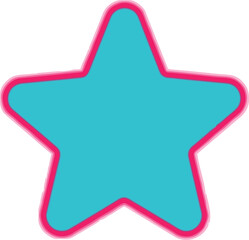 Bright teal star icon with pink outline