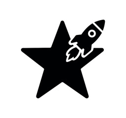 start flat black solid vector illustration isolated on white background