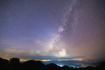 Unpolluted night sky. The Milky Way stretches from horizon to horizon.