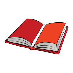 An open book with a bright red cover, its pages gently spread, inviting readers to explore stories and knowledge hidden within its timeless, elegant design.
