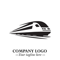 Train Moving Fast Logo Symbol in Black on the White Background with Modern Transport Design
