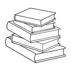 A fun coloring page featuring a tall pile of books stacked neatly, symbolizing knowledge and adventure, perfect for book lovers and students to color creatively.
