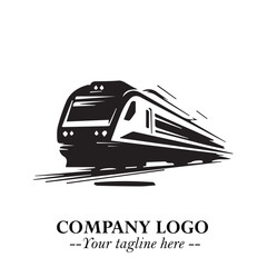 Train Moving Fast Logo Symbol in Black on the White Background with Modern Transport Design