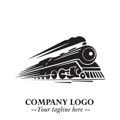 Train Moving Fast Logo Symbol in Black on the White Background with Modern Transport Design