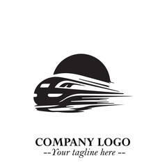 Train Moving Fast Logo Symbol in Black on the White Background with Modern Transport Design
