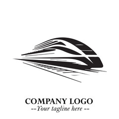 Train Moving Fast Logo Symbol in Black on the White Background with Modern Transport Design