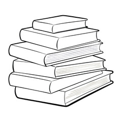 A fun coloring page featuring a tall pile of books stacked neatly, symbolizing knowledge and adventure, perfect for book lovers and students to color creatively.
