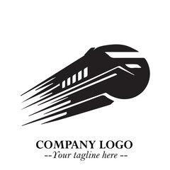 Train Moving Fast Logo Symbol in Black on the White Background with Modern Transport Design