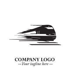Train Moving Fast Logo Symbol in Black on the White Background with Modern Transport Design