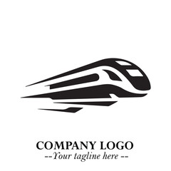 Train Moving Fast Logo Symbol in Black on the White Background with Modern Transport Design