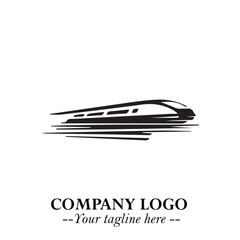 Train Moving Fast Logo Symbol in Black on the White Background with Modern Transport Design
