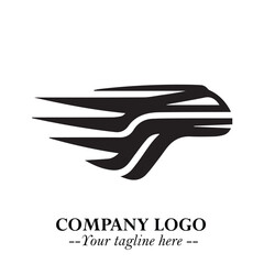 Train Moving Fast Logo Symbol in Black on the White Background with Modern Transport Design