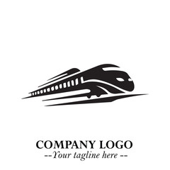 Train Moving Fast Logo Symbol in Black on the White Background with Modern Transport Design