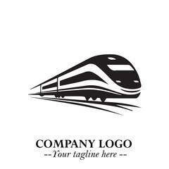 Train Moving Fast Logo Symbol in Black on the White Background with Modern Transport Design