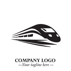 Train Moving Fast Logo Symbol in Black on the White Background with Modern Transport Design