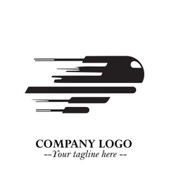 Train Moving Fast Logo Symbol in Black on the White Background with Modern Transport Design