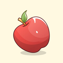 Cute Apple Fruit Vector Illustration for Poster, Sticker, and Kids Design