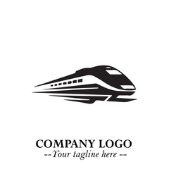 Train Moving Fast Logo Symbol in Black on the White Background with Modern Transport Design