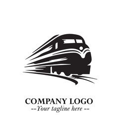 Train Moving Fast Logo Symbol in Black on the White Background with Modern Transport Design