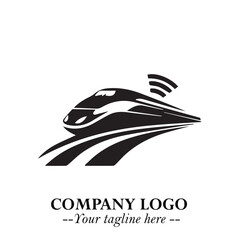 Train Moving Fast Logo Symbol in Black on the White Background with Modern Transport Design