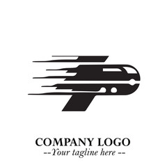 Train Moving Fast Logo Symbol in Black on the White Background with Modern Transport Design